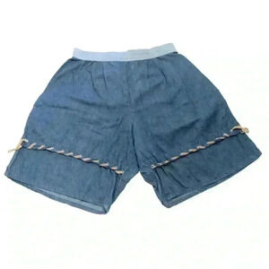 Vintage 90s 3X Chambray Denim Colorblock Stitch Southwestern High Waisted Shorts